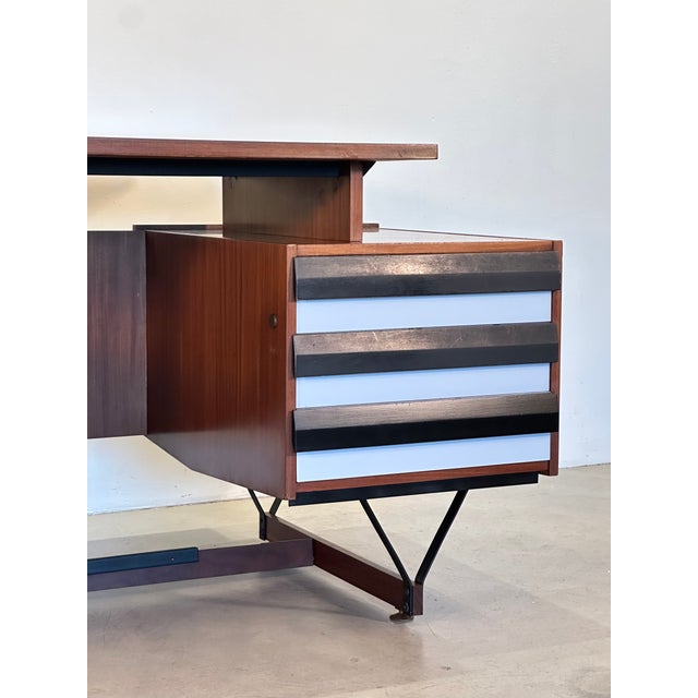 Blue Desk by Enzo Strada for Fratelli Tenani, Rovigo, Italy, 1960s For Sale - Image 8 of 18