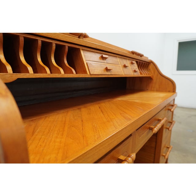 Vintage Oak Rolltop Desk For Sale - Image 11 of 18
