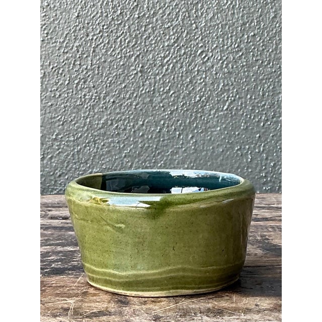 Late 20th Century Vintage Handcrafted Green Studio Bowl For Sale - Image 5 of 13