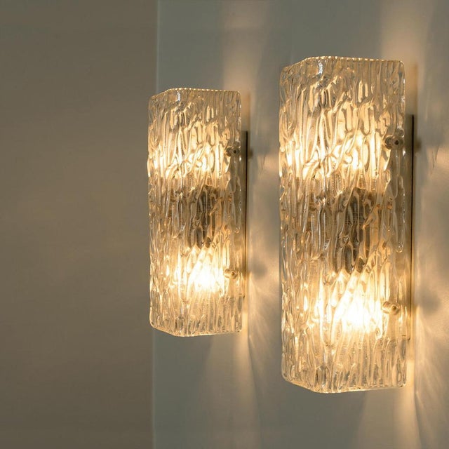 Clear Wave Glass Wall Lights attributed to J.T. Kalmar, Austria, 1960s For Sale - Image 6 of 13
