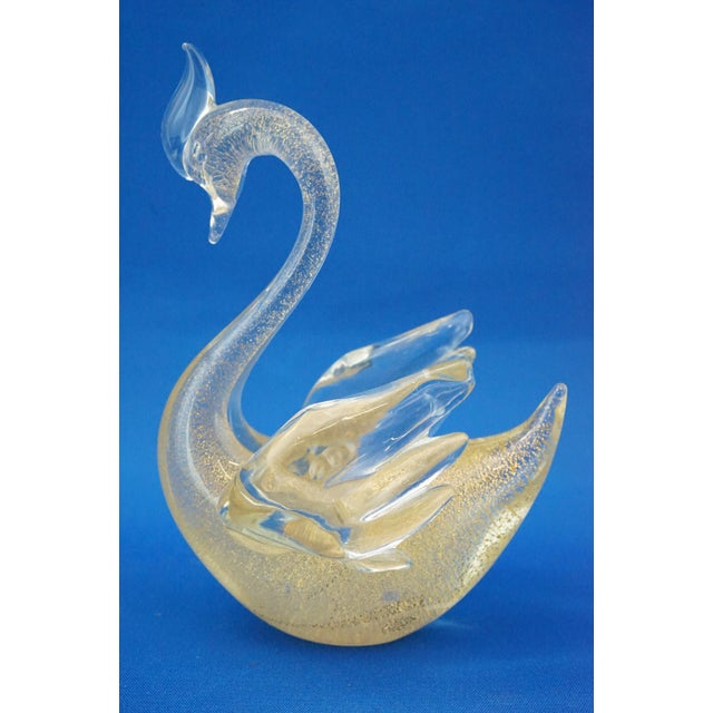 Cream 20th Century Murano Blown Glass Swan Sculpture in Gold Aventurine by Archimede Seguso, Italy For Sale - Image 8 of 18