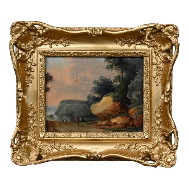 After Jean Pillement, Path Opening Onto the Sea, Oil on Panel, Late 19th Century For Sale