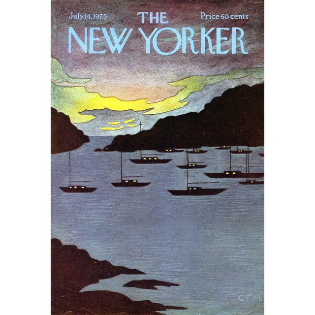 Original vintage New Yorker magazine cover dated July 14, 1975 featuring a Sailboat theme. Cover illustration by Charles...