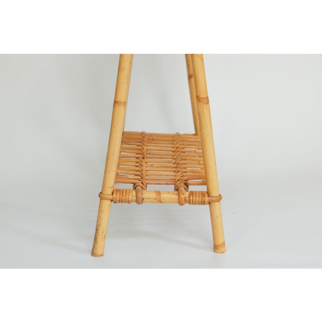 Gold Mid-Century Italian Rattan and Bamboo Side Table attributed to Vivai del Sud, 1970s For Sale - Image 8 of 14