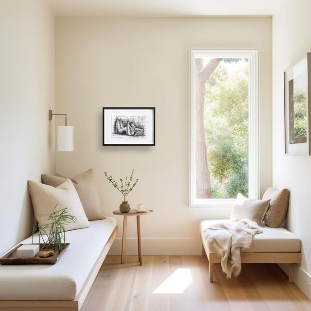 Charcoal Escaping Your Memory - Mixed Media Surrealist Art Framed Original Artwork by Robert Lebsack For Sale - Image 8 of 8