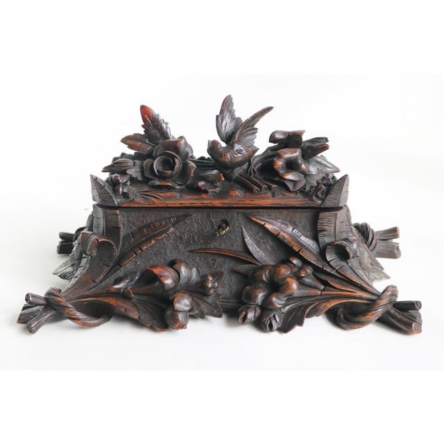 Antique Swiss Hand Carved Black Forest Jewelry Box, 1880 For Sale - Image 12 of 14