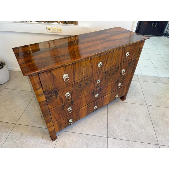 Brown Antique Biedermeier Walnut Veneered Chest of Drawers For Sale - Image 8 of 14
