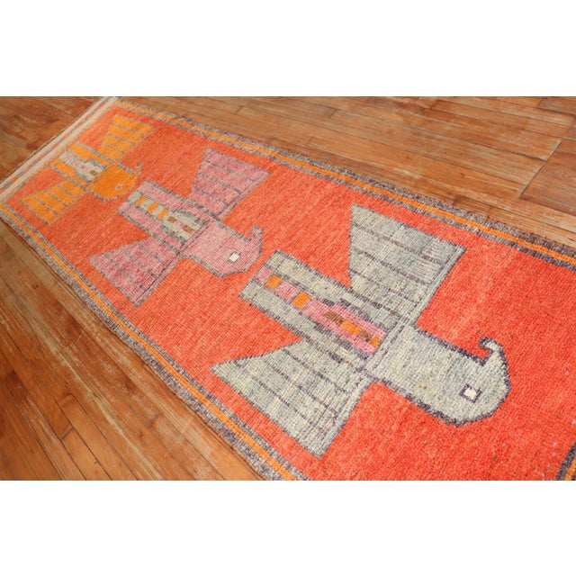 Vintage Pigeon Turkish Kurd Runner - 3'3" x 11' For Sale In New York - Image 6 of 9
