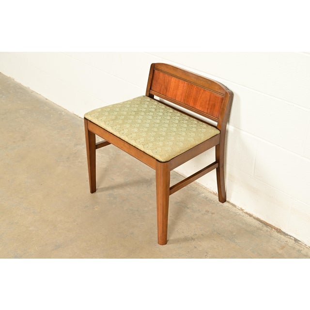 Art Deco Art Deco Carved Walnut Vanity Stool | Circa 1920s For Sale - Image 3 of 11