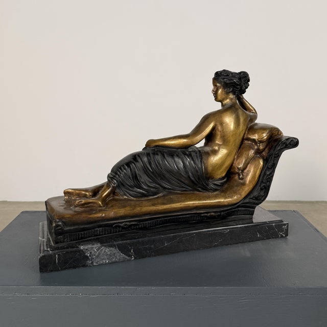 Late 20th Century Neoclassical Bronze “Paulina on Chaise Lounge” – 19” Long For Sale - Image 5 of 7