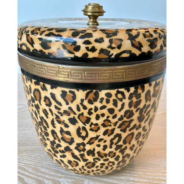 Port 68 Port 68 Modern Round Ceramic Leopard Print Box For Sale - Image 4 of 4