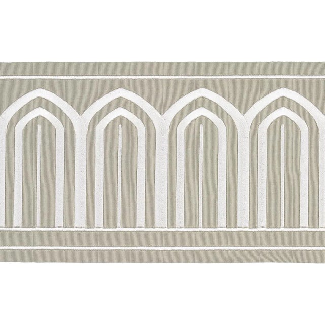 Sample - Schumacher X Miles Redd Arches Embroidered Tape Wide in Taupe For Sale