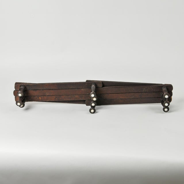 Antique Accordion Peg Holder With Porcelain Caps | Wall Mount Early 1900's Expandable Peg Rack For Sale - Image 13 of 13