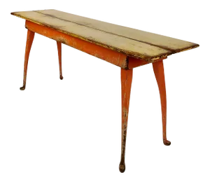 Richard Mulligan Country Farmhouse Pine Console Table Distressed Yellow