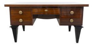 French Art Deco Desk with Bronze Details, 1930s