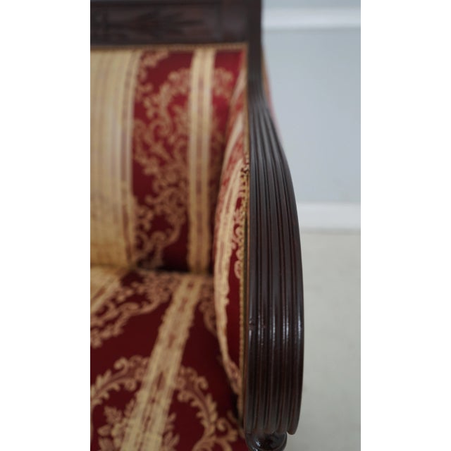 Traditional Southwood Inlaid Sheraton Mahogany Damask Loveseat For Sale - Image 3 of 12