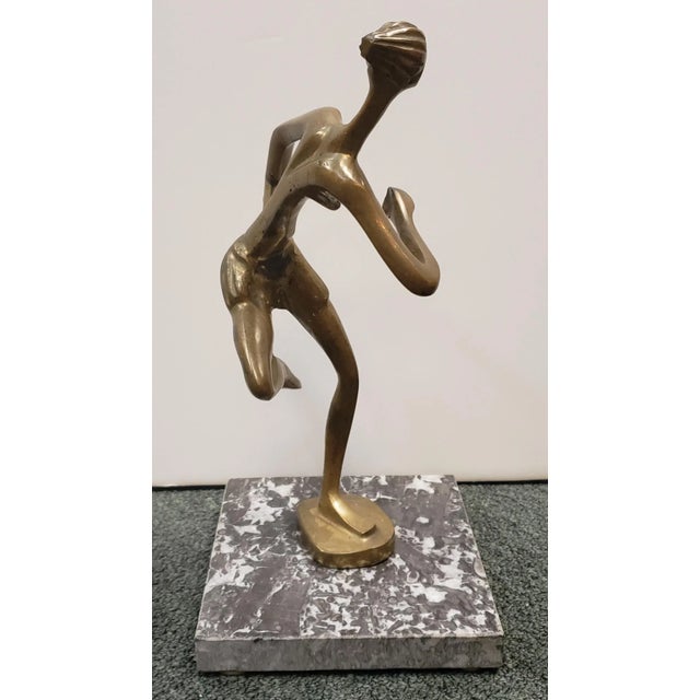 1930's Art Deco After Franz Hagenauer African Woman Running Gilt Bronze Sculpture on Marble Base For Sale - Image 4 of 6