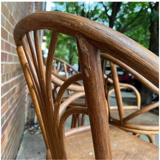 Wood Set of 3 1970s Bar Height Bamboo/Rattan Barstool Chairs For Sale - Image 7 of 11
