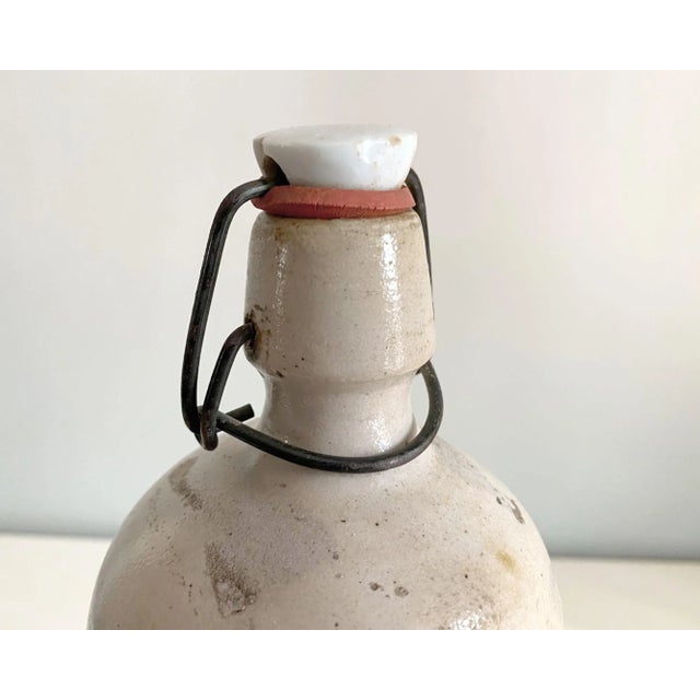 Metal Antique Stoneware Bottle With Porcelain Stopper For Sale - Image 7 of 9