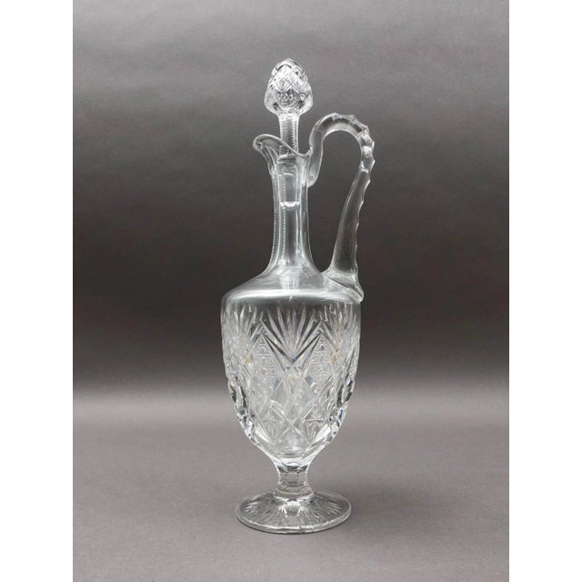St. Louis France Florence Pineapple Cut Crystal Handled Wine Decanter With Stopper. Measures approximately 5 1/2" long, 5"...