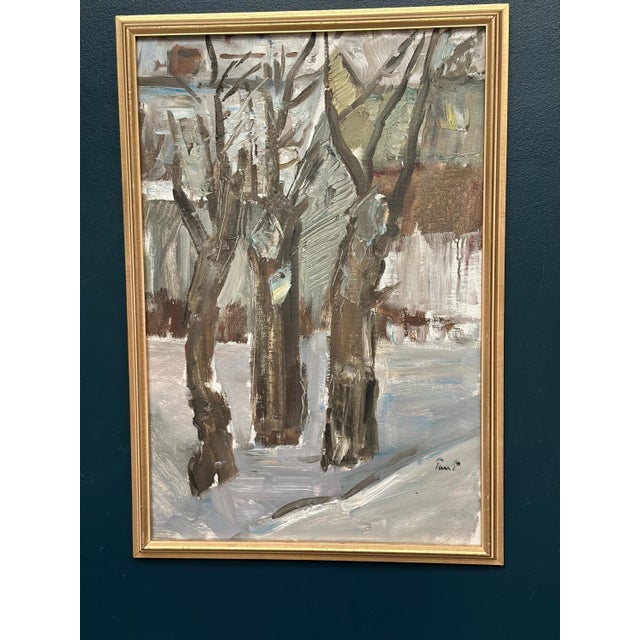 Winter Forest, 1950s, Oil Painting on Canvas, Framed For Sale - Image 14 of 15