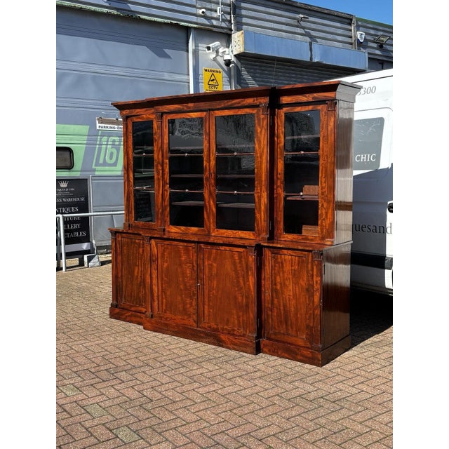 Brown Georgian Mahogany Breakfront Library Bookcase For Sale - Image 8 of 18