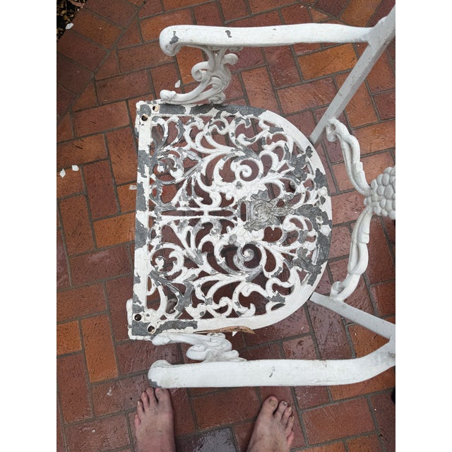 Set of 4 Vintage Hollywood Regency Molla Cast Aluminum Arm Chair For Sale - Image 10 of 12