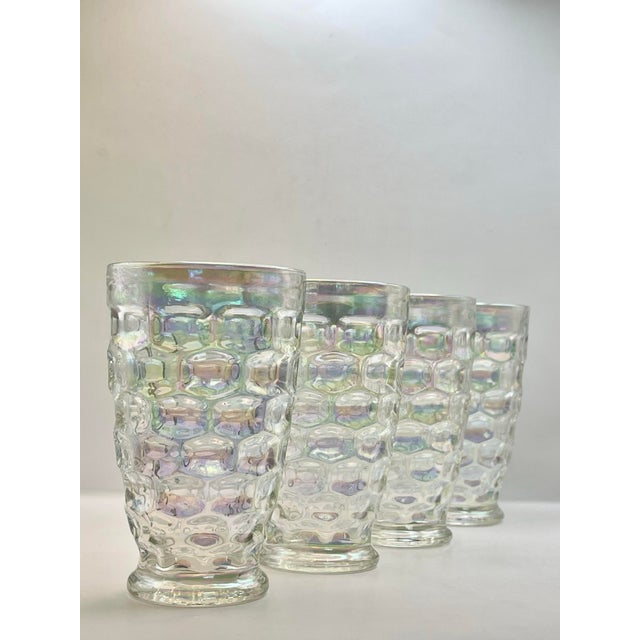 Mid 20th Century Federal “Colonial” Pattern Iridescent Glasses- Set of Four For Sale - Image 4 of 8