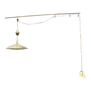 1950s Mid Century Brass Ufo Saucer Sliding Light Fixture by Moe Lighting