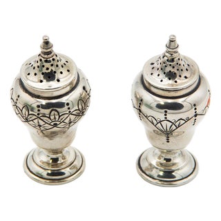 Silver Salt and Pepper Shaker Set, Set of 2 For Sale