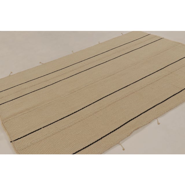 Contemporary Rug & Kilim Contemporary Rez Kilim Flatweave Rug With Tonal Striped Design For Sale - Image 3 of 11