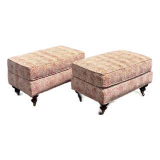 Vintage Drexel Heritage French Provincial Cheetah Print Ottomans, a Pair For Sale