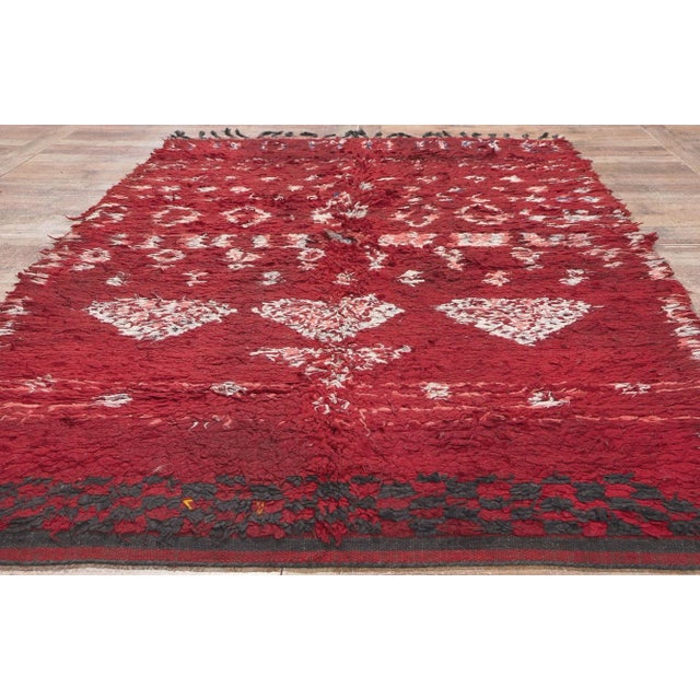 Tribal Vintage Red Talsint Moroccan Rug - 05'02 X 09'02 For Sale - Image 3 of 10
