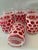 1960s Fun Cranberry Red Pink & Cream Polka Dots Medium Size Glasses Set of 6 For Sale - Image 9 of 9