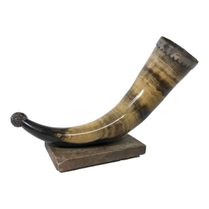 Antique Horn Vase With Stone Base