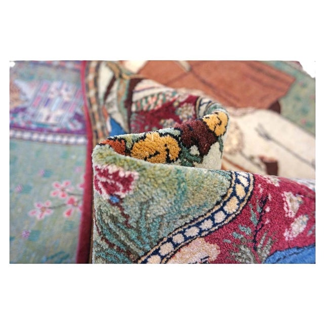 Antique Persian Kashan Wool 4X7 Multicolor Handmade Pictorial Area Rug #9900881 For Sale - Image 12 of 16