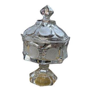 Vintage Fostoria 'Coin Glass' Pattern Candy Dish, For Sale
