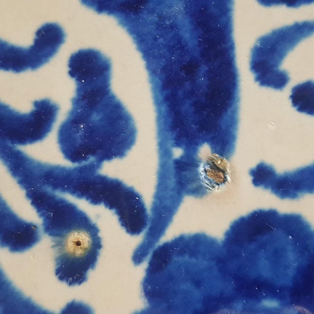 Large Antique Spanish Fajalauza Pottery Hand-Painted Bowl For Sale - Image 3 of 11