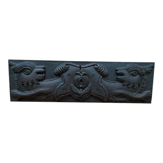 1600s Gothic Carved Oak Wood Mythological Dragon Serpent Architectural Element For Sale