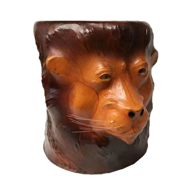 Grand Tour Embossed Lion Leather Table For Sale - Image 3 of 3