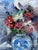 American Impressionistic Blue Vase With Flowers For Sale - Image 3 of 4