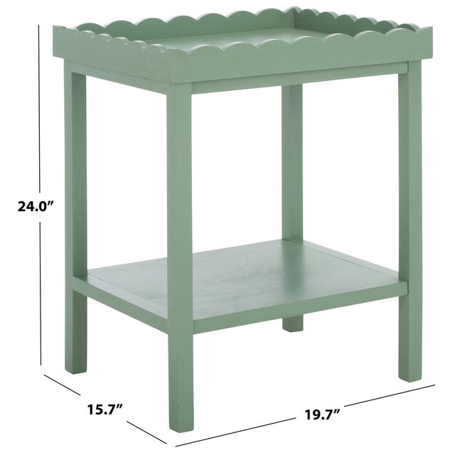 Contemporary Starlyn Scalloped Accent Table in Sage For Sale - Image 3 of 8