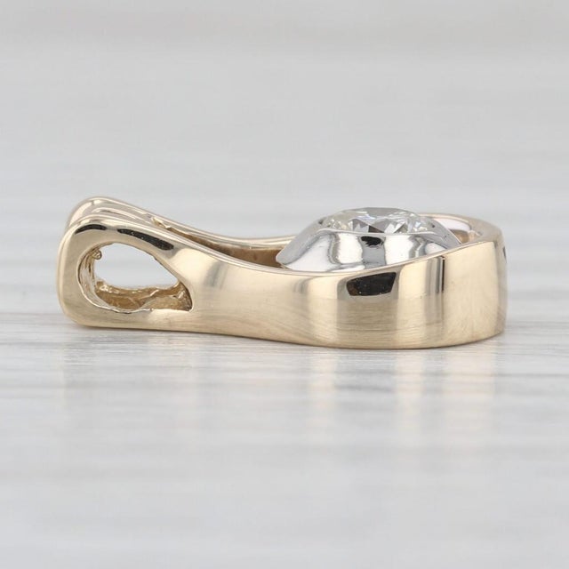 Modern 0.50ct Diamond Solitaire Teardrop Pendant 14k Yellow White Gold For Sale - Image 3 of 5