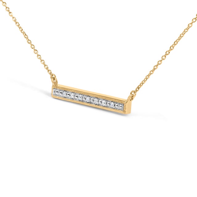 Haus of Brilliance Yellow Gold Plated Diamond Accent Bar Pendant Necklace For Sale - Image 4 of 4