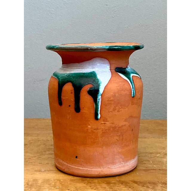 Ceramic Vintage Drip Glaze Terracotta Vase For Sale - Image 7 of 12