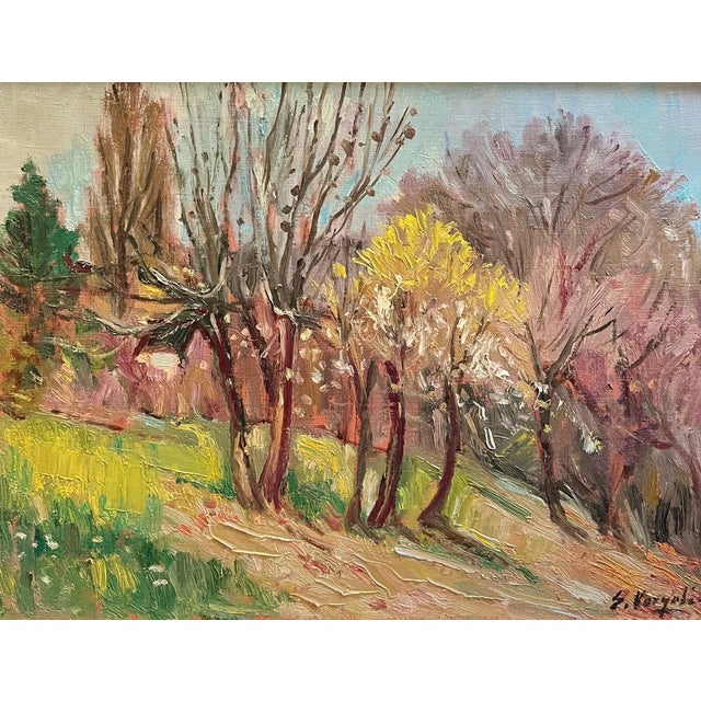 Ernest Voegeli, Autumn Trees, Oil on Canvas For Sale - Image 11 of 11