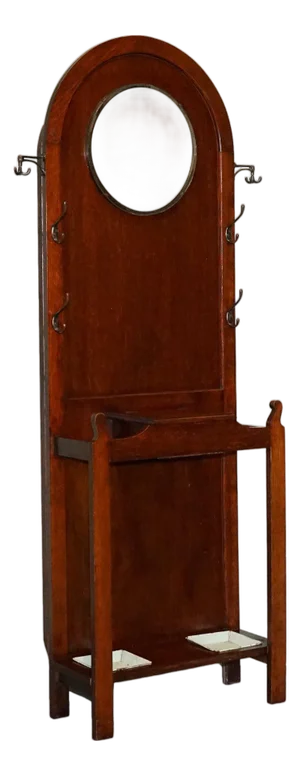 Antique Arts and Crafts Oak Hat and Umbrella Hallway Stand with Mirror