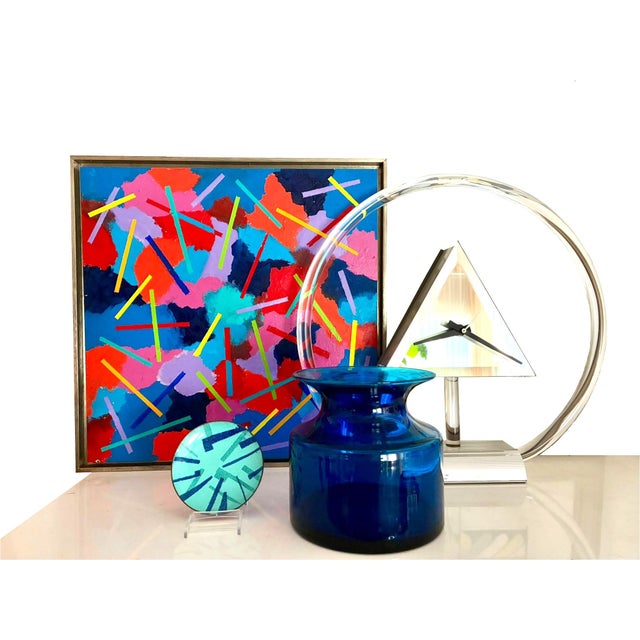 1980s Early 1980s Post Modern Abstract Multi Color Painting/ 80s Textured Wall Art For Sale - Image 5 of 8