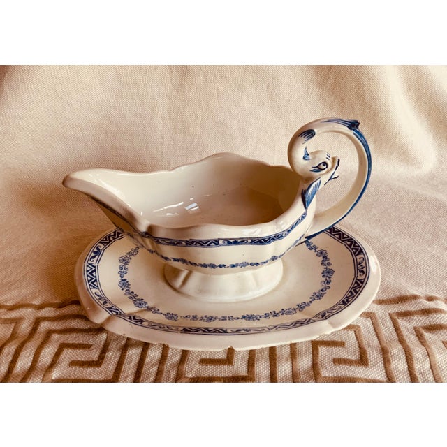 Mid 19th Century Rare 1800s Gien France Serpent & Fantasy Animal Design Sauce Boat For Sale - Image 5 of 12