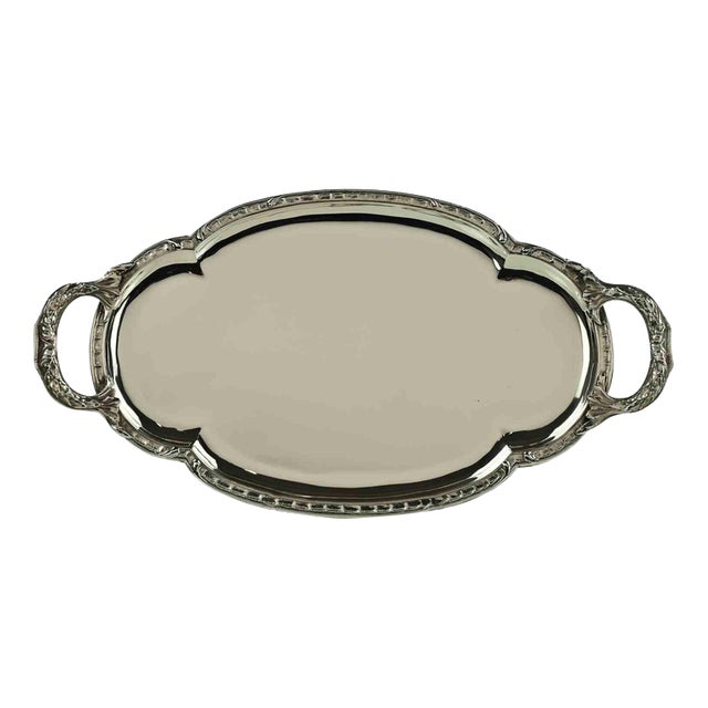 Vintage Silver Plated Serving Tray, Italy, 1970s For Sale